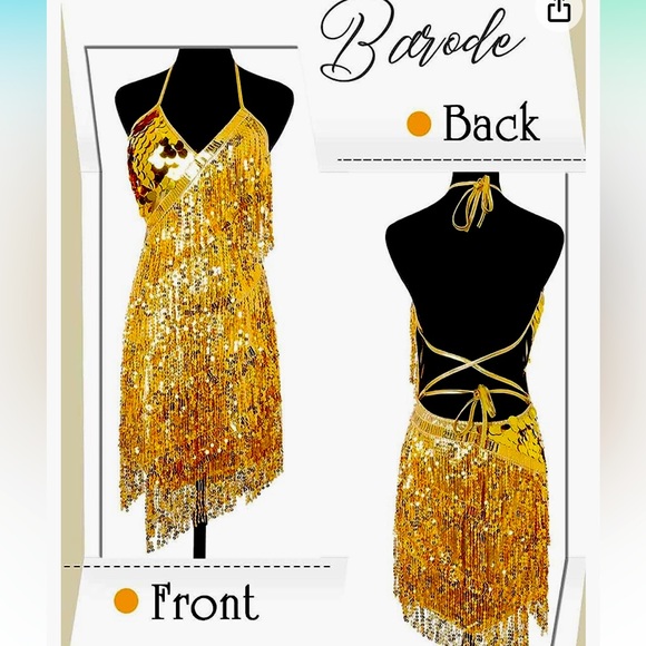 Barode sequins and fringe gold mini dress!! - Picture 4 of 12